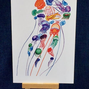 Colourful Jellyfish Greeting Card / Many Mini Jelly / Marine Invertebrates / Marine Life / Stationary image 2