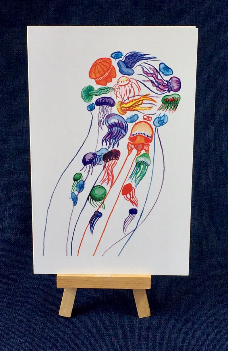 Colourful Jellyfish Greeting Card / Many Mini Jelly / Marine Invertebrates / Marine Life / Stationary image 2