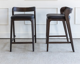 Houten krukken, moderne barkruk met rugleuning