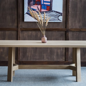 Farmhouse Table - Trestle Table - Wood Dining Room Table - Oak Kitchen Table