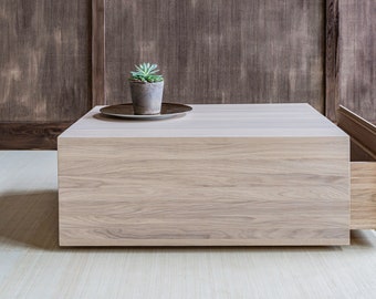 Square Coffee Table with Storage, Center Coffee Table, Modern Coffee Table, Wood Table, Living Room Furniture