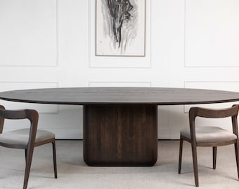 Large Oval Dining Table – Solid Wood, 4 cm Thick Tabletop, Handmade