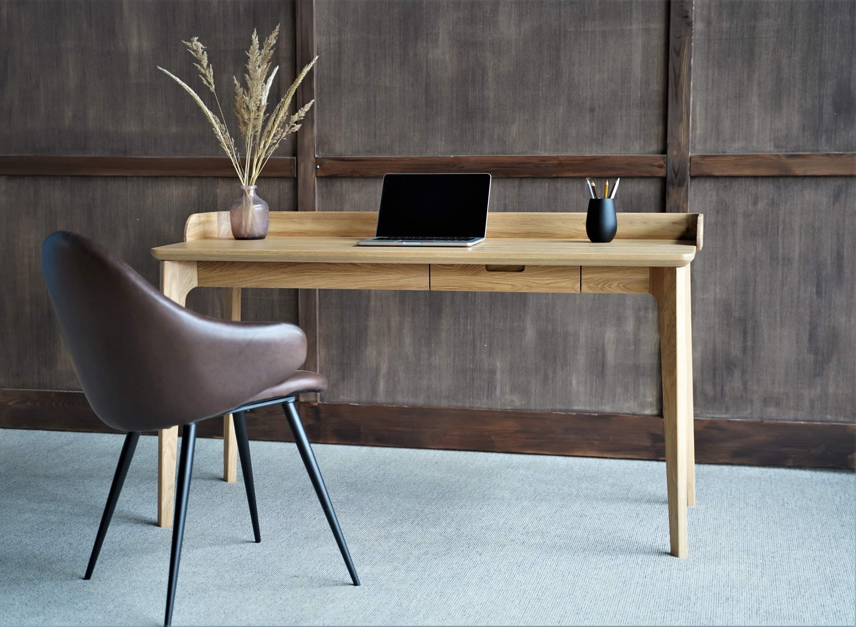 Bureau en Bois, Bureau de Bureau, d'ordinateur, Chêne, Moderne avec Tiroir