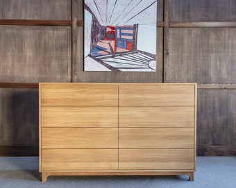 Wood Chest of Drawers, Oak Double Dresser