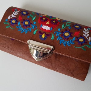 Geldbörse/Portemonnaie (Ruby) "Boho Skull" - Lederimitat