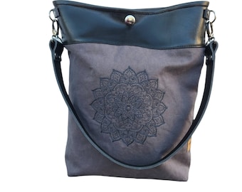 Shopper canvas bag shoulder bag, heavy washed canvas, canvas, shopper, mandala, business bag, canvasbag