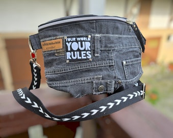 XL-Bauchtasche Jeans upcycling Hipbag Belt Bag Gürteltasche Crossbodybag Waistbag Bumbag Fanny Pack
