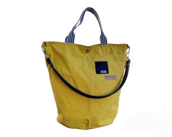 XL Canvas Bag, Canvas Bag, Canvas Bag, Shoulder Bag, Dry Oilskin, Shopper, Handbag, Business Bag, Genuine Leather Strap