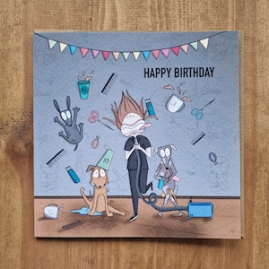 Carte de joyeux anniversaire humour toiletteur, carte de toiletteur de chien drôle, carte de remerciement, carte colorée, cartes pour toiletteur de chien, toiletteur d'animal de compagnie