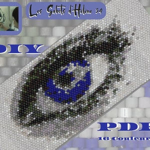 Pattern pattern to create a cuff bracelet in peyote pair Miyuki beads 11/0 blue eye pattern