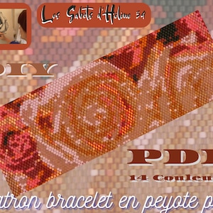 Tutorial and technical diagram peyote band bracelet Miyuki 11/0 bouquet of roses