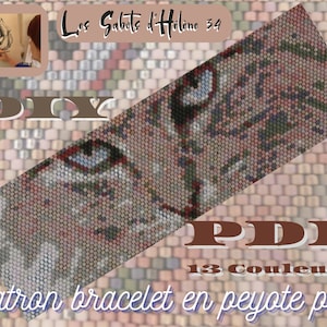 Tutorial and technical diagram peyote band bracelet Miyuki 11/0 cat