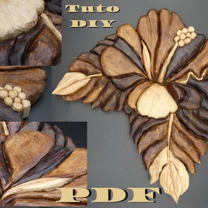 Tutorial and technical diagram to create a Hibiscus flower in Intarsia