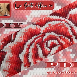 Tutorial and technical pair peyote band bracelet Rose in macro
