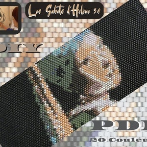 Tutorial and technical pair peyote band bracelet the girl with the pearl of WERMEER