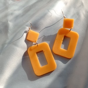 Orange rectangle earrings