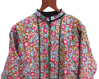 Woolen Jacket Coat Hand Embroidered Papier Mache Kashmir Wool Multicolor Jamawar