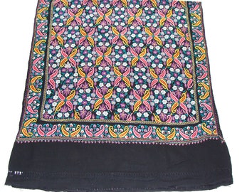 Hand Embroidered Kashmir Wool Shawl: Multicolour Papier Mache