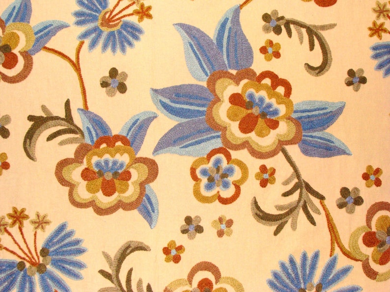 Crewel Fabric Hand Embroidered Kashmir Wool on Cotton Etsy