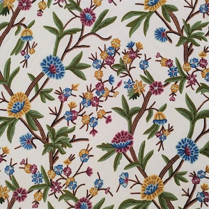 Crewel Fabric Hand Embroidered Kashmir Wool on Cotton Upholstery and Drapery Fabric Multicolour 52&quot; x 1 Yard (By the Yard)