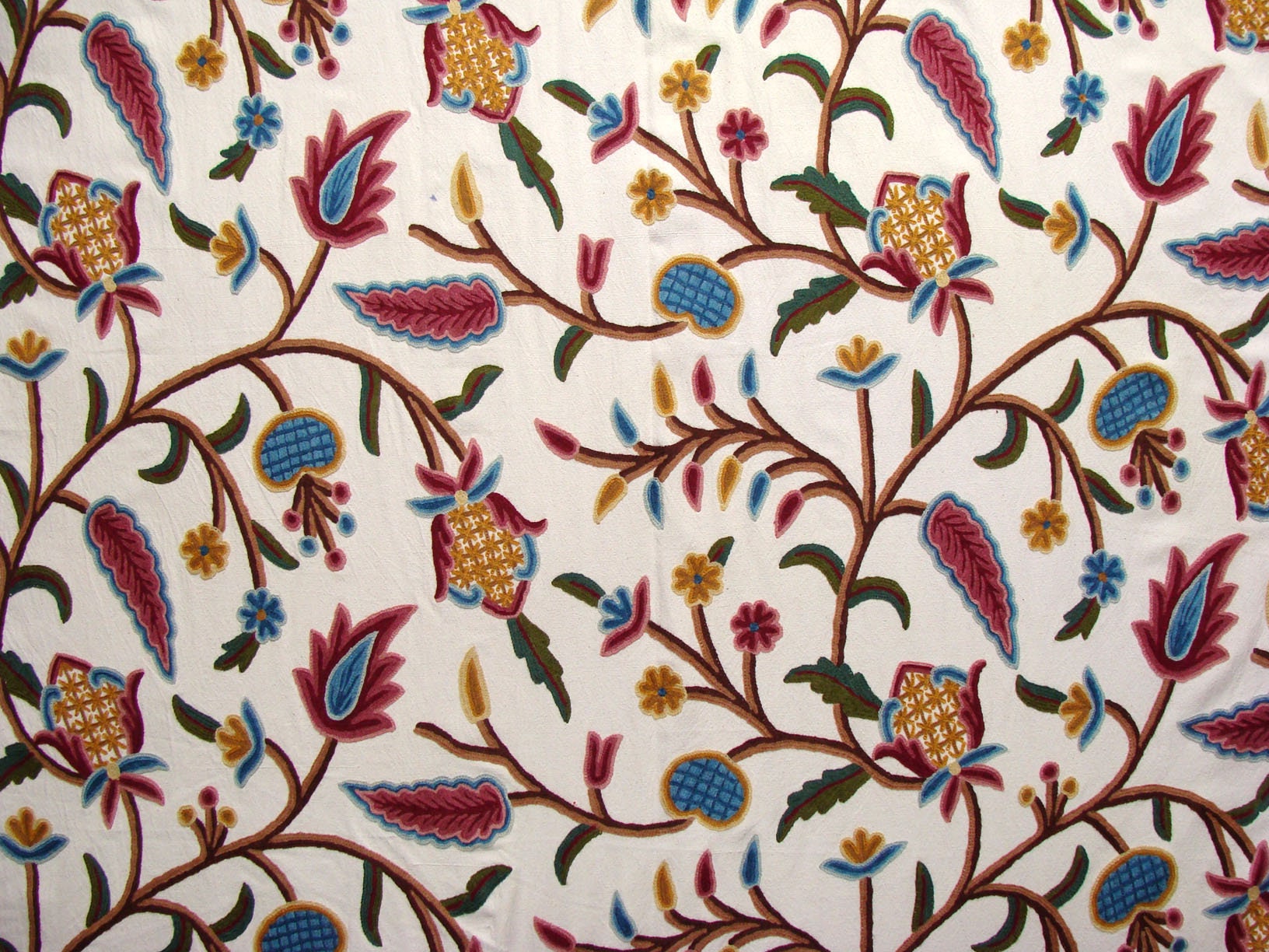 Crewel Fabric Hand Embroidered Kashmir Wool on Cotton Etsy