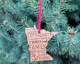Minnesota Cabin Words family activities keepsake ornament