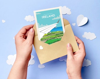 Greetings From Ireland Card: Eco-Friendly Irish Landscape Illustration - Ireland Mini Art Print