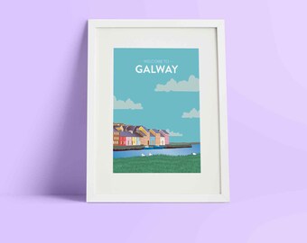 Galway Ireland Travel Poster: Vintage Style Irish Art Print