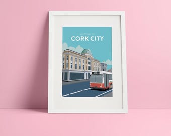 Cork City Ireland Archival Art Print: Vintage Style Irish Travel Poster