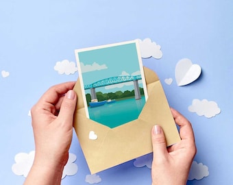 Boyne Viaduct Drogheda Greeting Card: Irish Art Card - Louth Mini Art Print