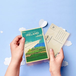 Cartão postal de madeira - Saudações da Irlanda - Cartões de felicitações irlandeses - Presentes irlandeses