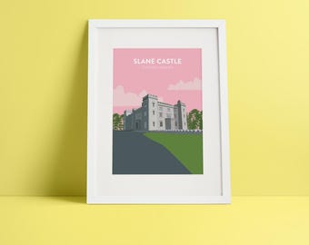 Slane Castle Ireland Archival Art Print - Vintage Style Irish Travel Poster