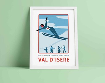 Vintage Style Ski Poster - Val D'Isere, Chamonix, Candanchu, Custom Locations