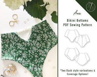 Reversible Bikini Bottoms Sewing Pattern PDF- Women's High Waisted Bikini Bottoms Sewing Pattern PDF