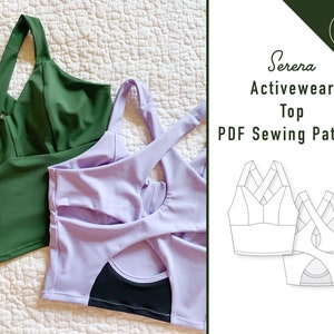 Women's Activewear Workout Top PDF Sewing Pattern Women's Active Sports Bra Sewing Pattern