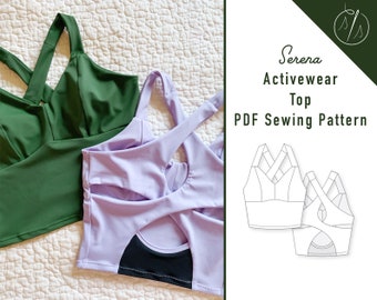 Women's Activewear Workout Top PDF Sewing Pattern Women's Active Sports Bra Sewing Pattern