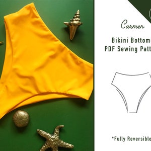 Reversible Bikini Bottoms Sewing Pattern PDF- Women's High Cut High Waisted Swimsuit Pattern PDF