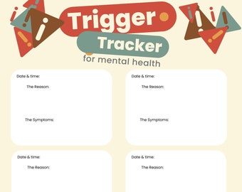 Mental Health Trigger Tracker, Understanding your triggers, Trauma Journaling, PTSD, Therapy Tools, Trigger Processing, Self Care, PNG