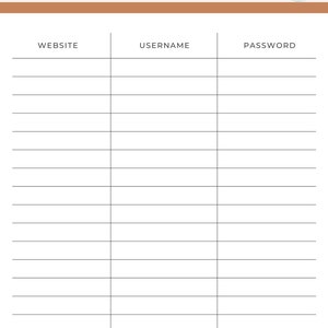 Password tracker, Simple password tracker, password keeper, password log, password list, password printable, password sheet, password book