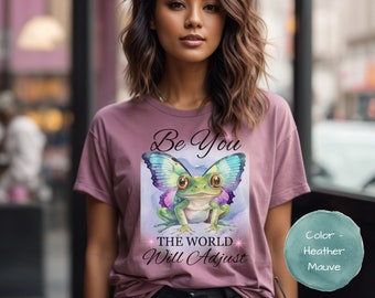 Wees jij de wereld zal aanpassen T-shirt, Bella Canvas Unisex T-shirt met korte mouwen, Kikker T-shirt, Kikkerliefhebbers, Kikkershirt