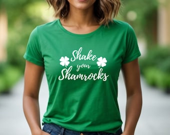 シャムロックを振ろう！セントパトリックデーTシャツ、女性用セントパトリックデーTシャツ、面白いセントパトリックデーTシャツ、シャムロック、セントパトリックデーTシャツ