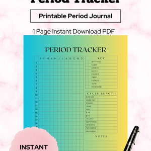Period cycle planner, Cycle planner, Period planner, Menstrual planner, Cycle journal, Period journal, Printable period, Menstrual journal