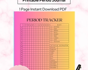 Menstrual planner, Period tracker, Printable period tracker, Printable period journal, Period journal, Cycle tracker,Printable cycle journal
