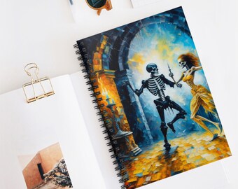Medieval dancing skeletons Spiral Notebook, Gothic, Aesthetic, Journal, Reading log, Gift idea, Reading journal, Skeleton notebook