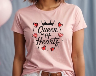 Queen of hearts Womens valentines day shirt, Valentine shirt, Cute Valentines day shirt, Heart shirt, love shirt, queen shirt, bella canvas