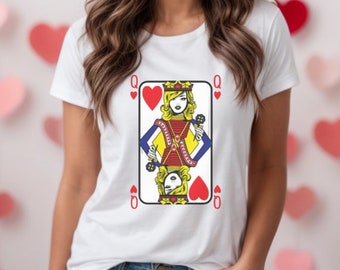 Queen of hearts Womens valentines day shirt, Valentine shirt, Cute Valentines day shirt, gift for her, queen shirt, bella canvas, queen