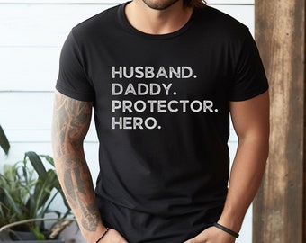 Ehemann Papa Beschützer Held Vatertagsshirt, glückliches Vatertagsshirt, Vatertags-T-Shirt, bestes Papa-Shirt, Geschenk für Vater, Geschenk für ihn