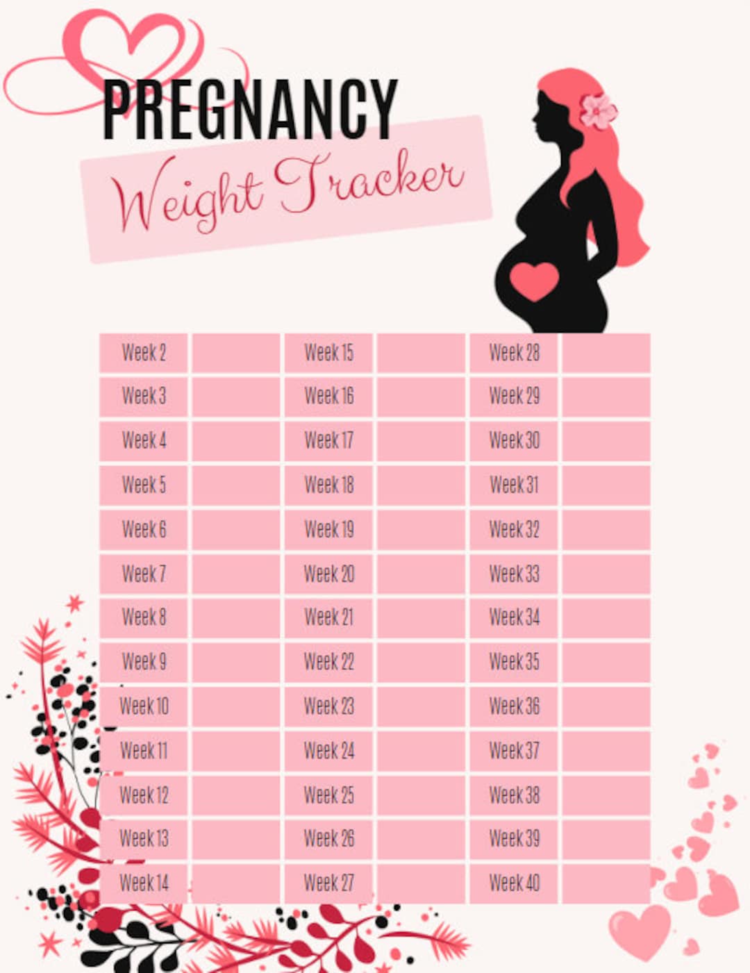 Printable Pregnancy Weight Tracker. Track Your Bump Progress - Etsy