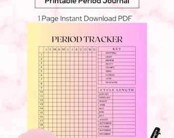 Printable Period Tracker, Period Tracker Journal, Printable period planner, Period Tracker Digital Download, Period Calendar, Period planner