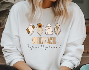 Spooky Season sweatshirt, Halloween Crewneck Sweatshirt, Ghost sweatshirt, Cute sweatshirt, cozy season sweatshirt, Fall sweatshirt